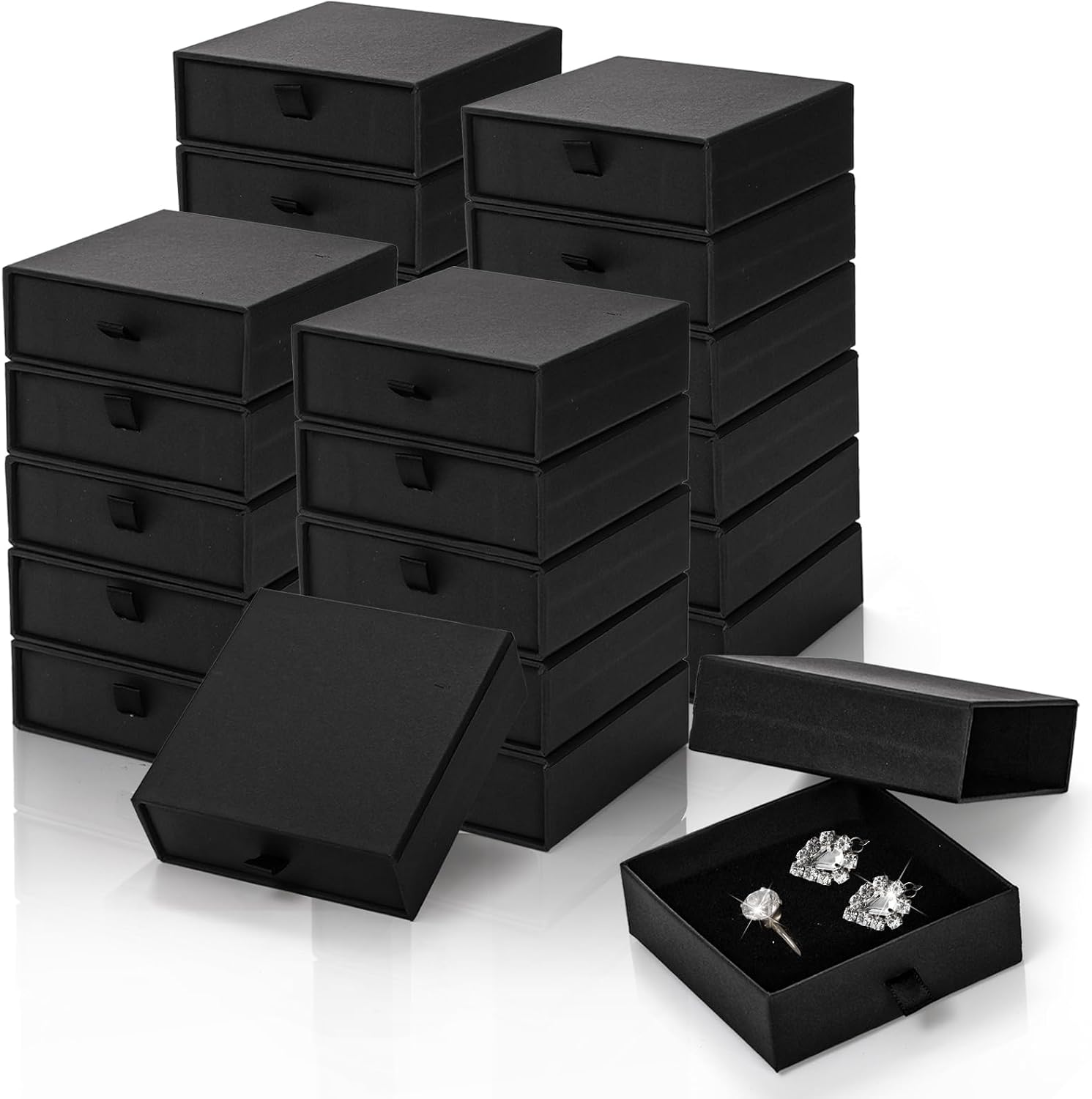 Cardboard Jewellery Gift Boxes, Black, 24 Pack