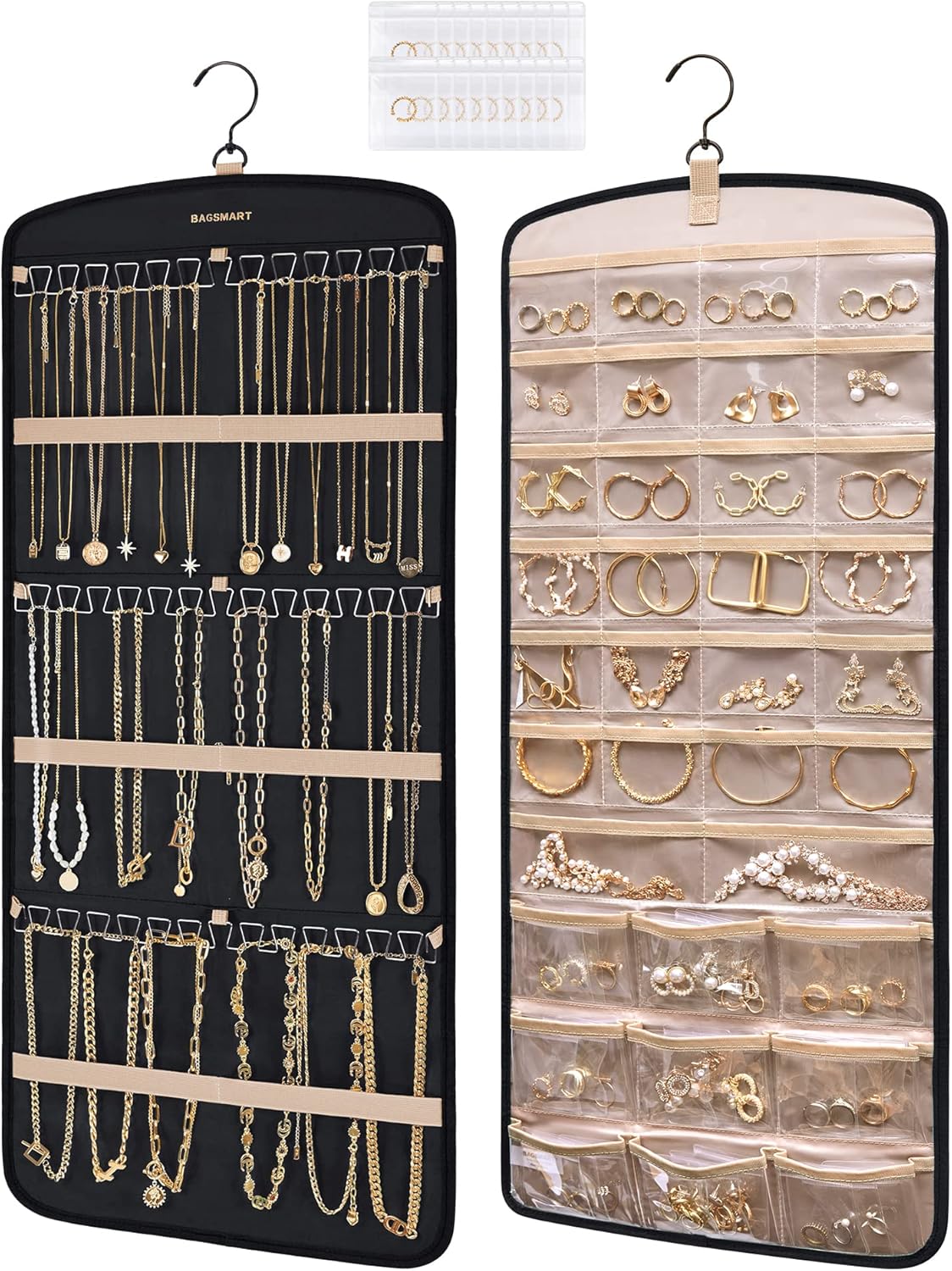 Hanging Necklace Organiser, Black, Large Capacity