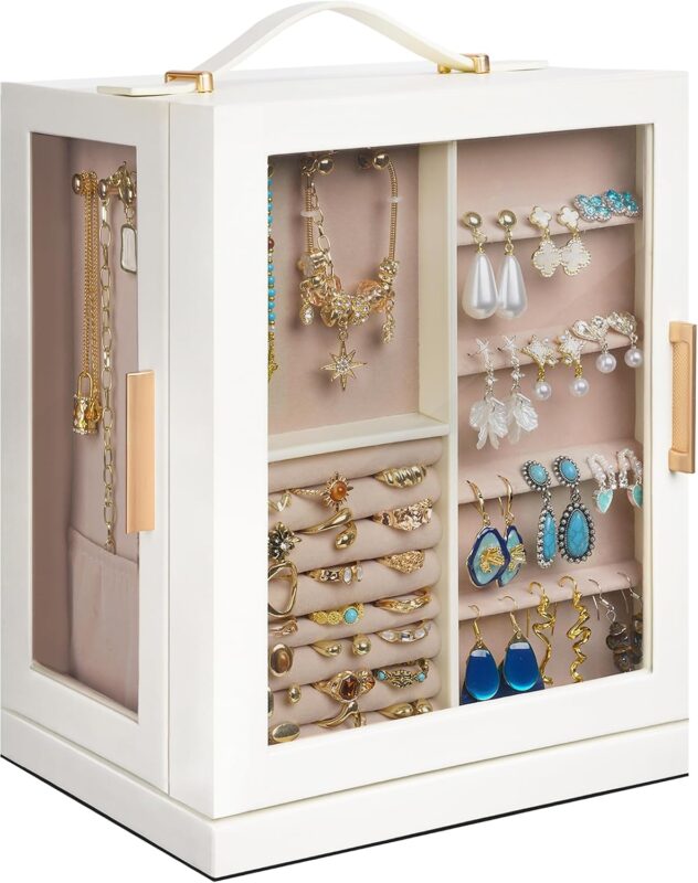 Rotating Jewellery Organiser Box, 5 Drawers, Large Capacity