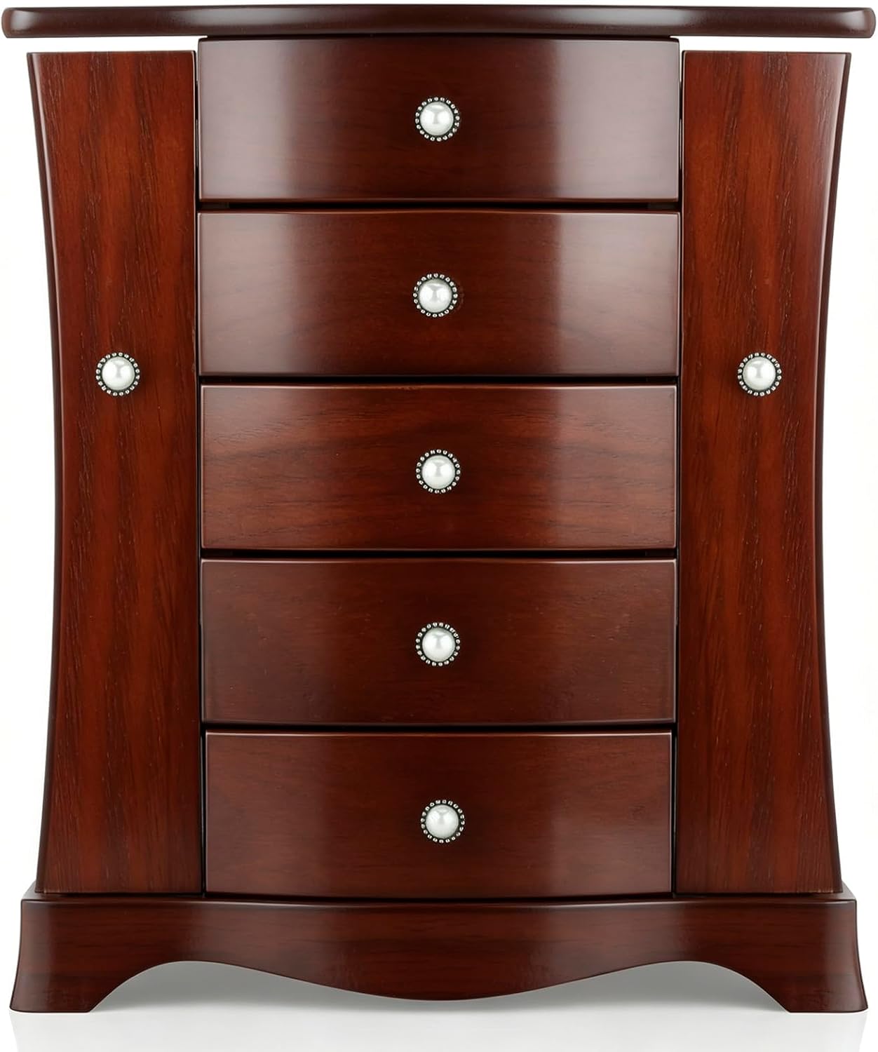 Solid Wood Jewellery Box with 4 Drawers, Brown Finish
